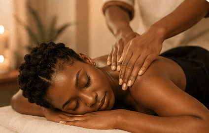 Beauty professional providing a relaxing massage treatment